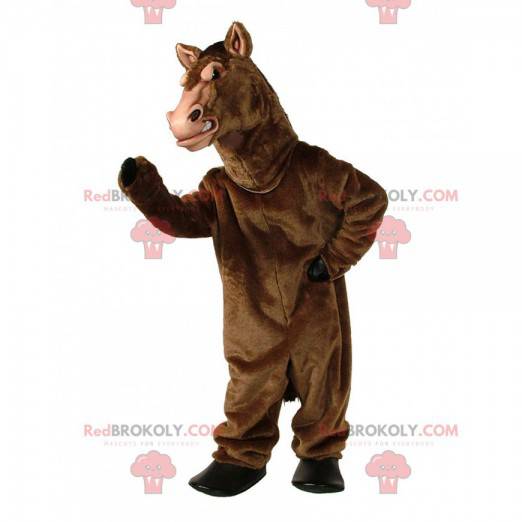 Brown horse mascot, realistic big horse costume - Redbrokoly.com