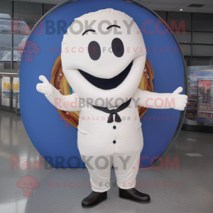 White Bagels mascot costume character dressed with a Suit and Belts