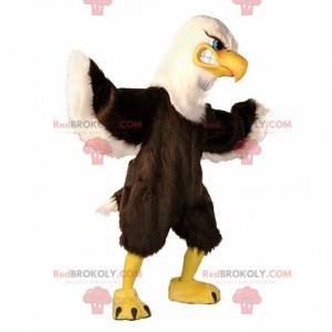 Mascotte de grand aigle marron et blanc, costume de vautour -