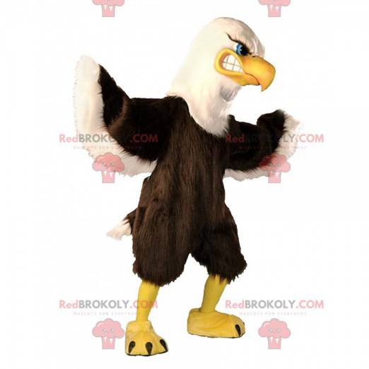 Grande mascotte aquila marrone e bianca, costume da avvoltoio -