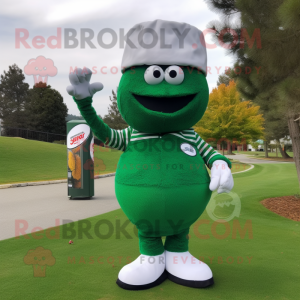 Forest Green Golf Ball mascot costume character dressed with a Capri Pants and Clutch bags