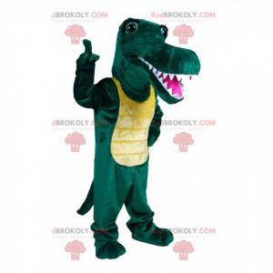 Mascotte coccodrillo verde e giallo, costume da alligatore -