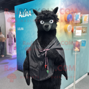 Black Llama mascot costume character dressed with a Swimwear and Shawls