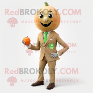 Tan Melon mascot costume character dressed with a Blazer and Cufflinks