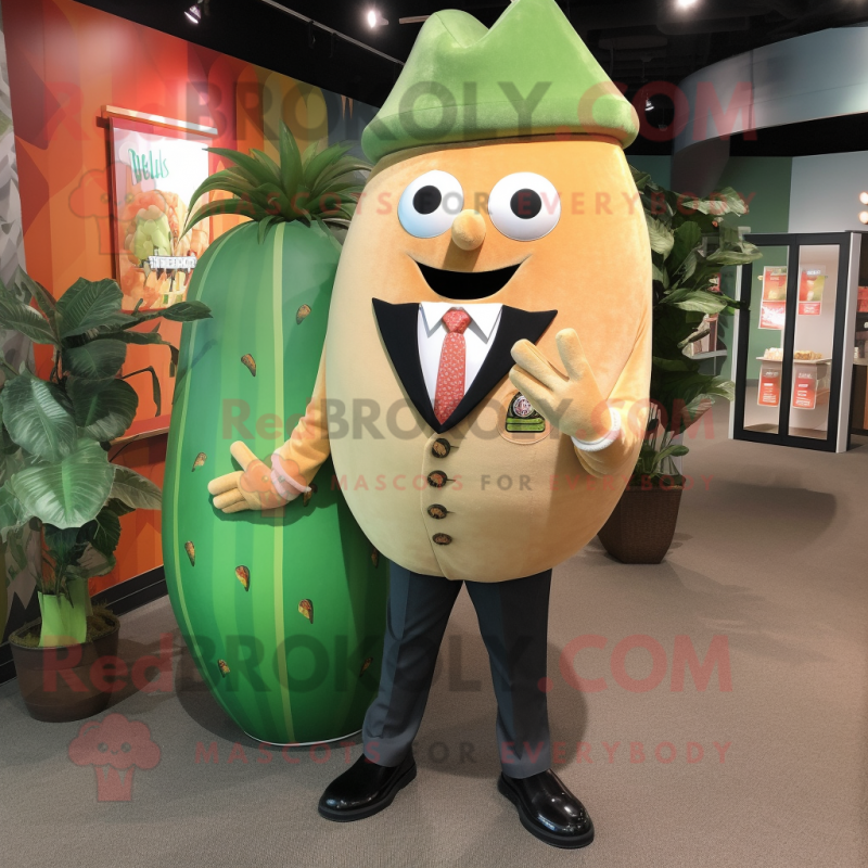 Tan Melon mascot costume character dressed with a Blazer and Cufflinks