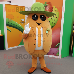 Tan Melon mascot costume character dressed with a Blazer and Cufflinks