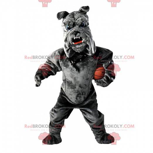 Mascota bulldog, disfraz de perro gris de peluche -