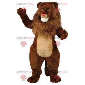 Brązowo-beżowy lew maskotka, gigant, włochaty kostium kota -