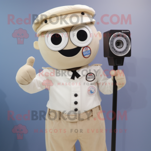 Cream Camera maskot kostume...