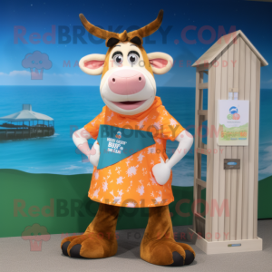 Peach Guernsey Cow mascotte...