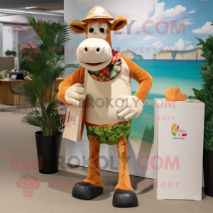 Peach Guernsey Cow mascotte...