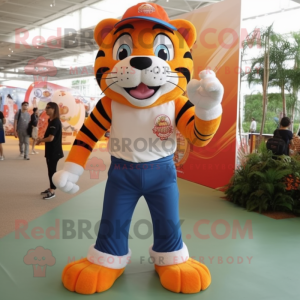 Orange Tiger maskot drakt...