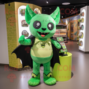 Green Bat mascot costume character dressed with a Romper and Coin purses