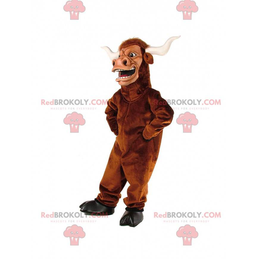 Mascotte bufalo marrone, costume da toro gigante -