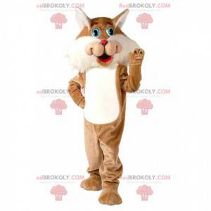 Mascotte de chat marron et blanc, costume de chat géant -