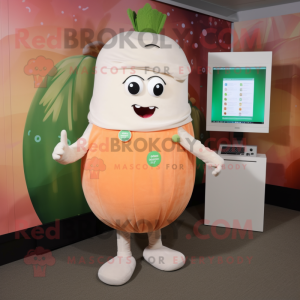 Peach Turnip mascot costume character dressed with a Turtleneck and Bracelet watches