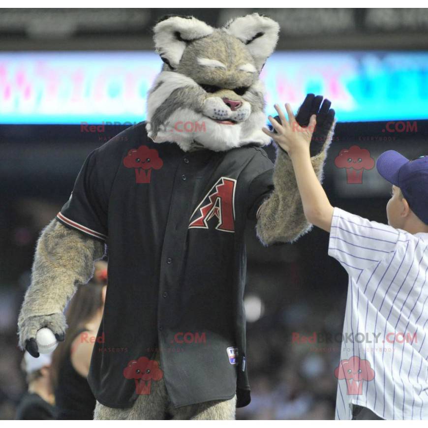 Mascotte della lince grigia e bianca - Redbrokoly.com Mascotte della lince grigia e bianca - Redbrokoly.com