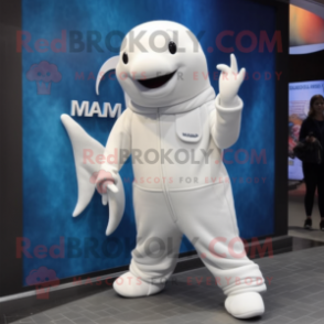 nan Beluga Whale mascot costume character dressed with a Jumpsuit and Shoe laces