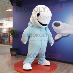nan Beluga Whale mascot costume character dressed with a Jumpsuit and Shoe laces