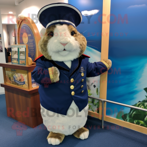 Navy Guinea Pig mascot costume character dressed with a Long Sleeve Tee and Wallets