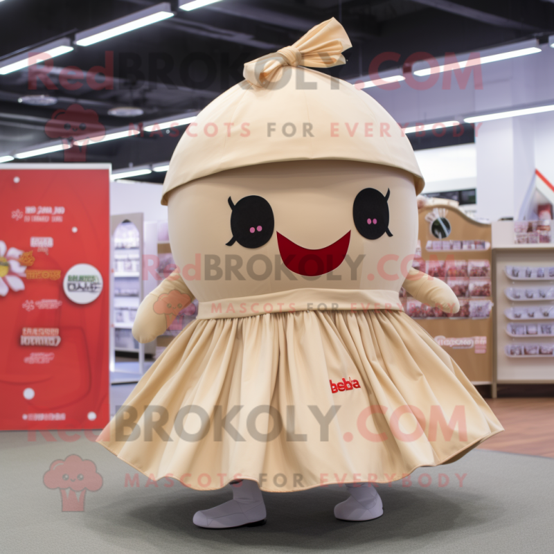 Beige Cherry mascot costume character dressed with a Wrap Skirt and Headbands Beige Cherry mascot costume character dressed with a Wrap Skirt and Headbands