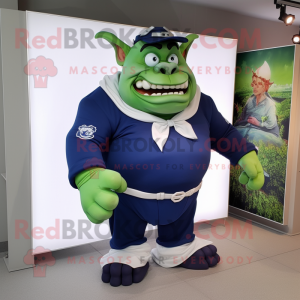 Marinblå Ogre maskot kostym...