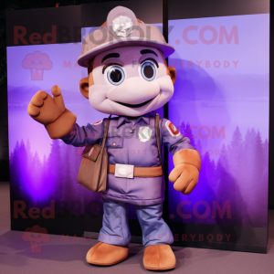 Lavender Fire Fighter mascot costume character dressed with a Leather Jacket and Briefcases