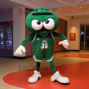 Forest Green Crab Cakes mascot costume character dressed with a Running Shorts and Bow ties