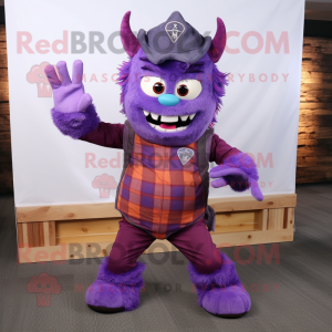 Purple Demon maskot kostym...