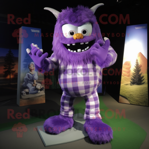 Purple Demon maskot kostume...