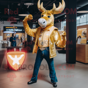 Gold Moose maskot drakt...