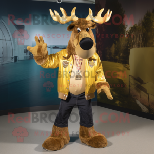 Gold Moose maskot kostym...