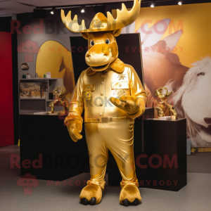 Gold Moose maskot kostym...