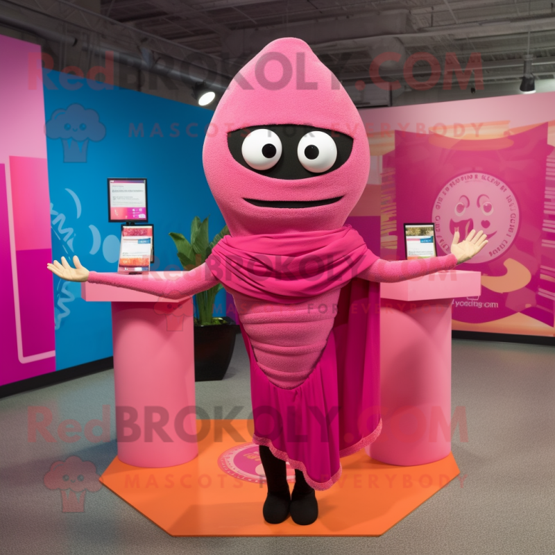 Pink Tacos mascot costume character dressed with a Yoga Pants and Necklaces Pink Tacos mascot costume character dressed with a Yoga Pants and Necklaces