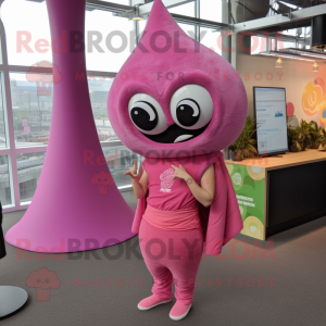 Pink Tacos mascot costume character dressed with a Yoga Pants and Necklaces