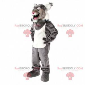 Mascotte gatto selvatico grigio e bianco, costume felino -