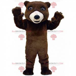 Mascotte de grand nounours marron, costume d'ours brun -