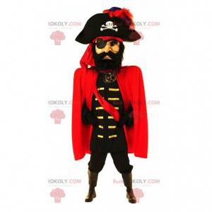 Mascotte de capitaine pirate, costume de grand pirate -