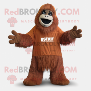Rust Sasquatch mascot costume character dressed with a Cover-up and Beanies