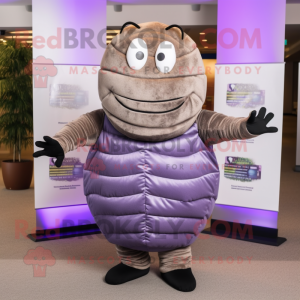 Lavender Trilobite mascot costume character dressed with a Vest and Ties