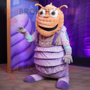 Lavender Trilobite mascot costume character dressed with a Vest and Ties