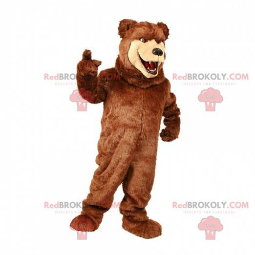 Stor brun og beige bjørnemaskot, bamse kostume - Redbrokoly.com