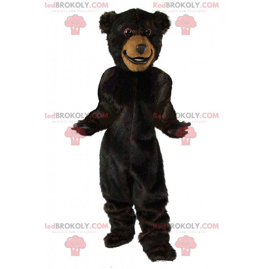 Velký maskot tmavě hnědého medvěda, kostým medvídka -