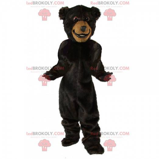 Mascote grande urso marrom escuro, fantasia de urso de pelúcia