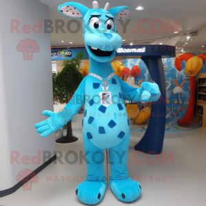 Sky Blue Giraffe maskot...