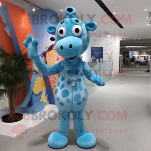 Sky Blue Giraffe maskot...