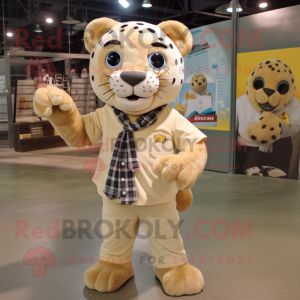 Beige Jaguar maskot kostym...