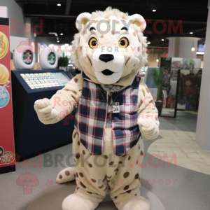 Beige Jaguar maskot kostym...