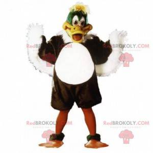 Mascote de pato marrom, branco e verde, fantasia de pássaro -