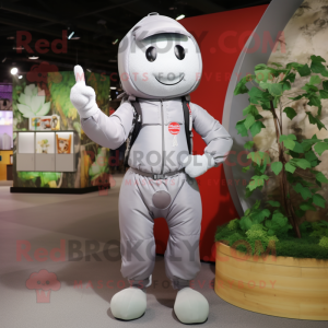 Silver Cherry mascot costume character dressed with a Cargo Shorts and Mittens